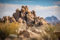 desert wildlife, surrounded by towering buttes and stone formations