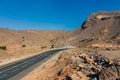 Desert mountain road on Jais mountain in Ras al Khaimah, UAE