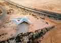 Deserted airplane in the in the Umm Al Quwain desert in the emirate of the United Arab Emirates