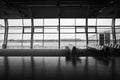 Deserted airport terminal. Rows of empty seats in the waiting room Royalty Free Stock Photo