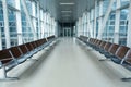 Deserted airport terminal. Rows of empty seats in the waiting room Royalty Free Stock Photo