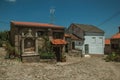 Deserted alley and old small house with stone walls Royalty Free Stock Photo