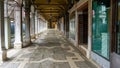 Deserted arcade on St. Mark\'s Square in Venice during the coronavirus crisis Venice Veneto Italy June 2020