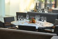 Deserted arranged table at elegant restaurant