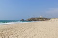 Deserted beach on the Atlantic coast. Neighborhood of Lisbon, Portugal Royalty Free Stock Photo