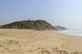 Deserted beach on the Atlantic coast. Neighborhood of Lisbon, Portugal Royalty Free Stock Photo