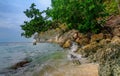 Deserted beach on Bolilanga Island Royalty Free Stock Photo