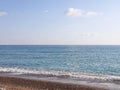 Deserted beach  seashore. Summer vacation Royalty Free Stock Photo