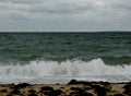 Deserted beach in winter seascape Royalty Free Stock Photo