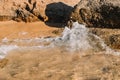 Deserted beaches with rocks and yellow sand.beautiful sea.Sardinia Royalty Free Stock Photo