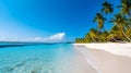 A deserted beautiful sandy beach showing a magnificient blue ocean