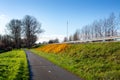 A deserted bikepath along the A44 highway in Sassenheim Royalty Free Stock Photo