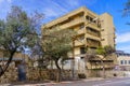 Deserted brutalist style building, in Hadar HaCarmel, Haifa Royalty Free Stock Photo