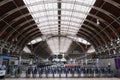 Deserted Charing Cross railway station due to COVID-19 pandemic travel restrictions Royalty Free Stock Photo