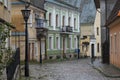 Deserted cobbled street in Kamianets-Podilskyi