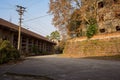 Deserted 630 factory of 1970s in sunny winter afternoon