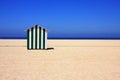 Deserted golden sandy beach, Figueira da Foz, Portugal. Royalty Free Stock Photo
