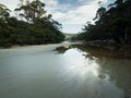 Deserted island river inlet, windless morning