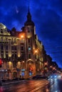 The deserted Kamennoostrovsky Avenue in the evening during the coronavirus epidemic