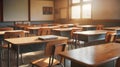 Deserted learning space in an academic setting, concepts schools. Generative AI