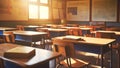 Deserted learning space in an academic setting, concepts schools. Generative AI