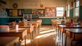 Deserted learning space in an academic setting, concepts schools. Generative AI