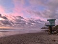 Lonely lifeguard tower at dusk Royalty Free Stock Photo