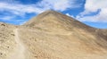 Deserted mountainous landscape on Mountain Babadag trail in Azerbaijan. Royalty Free Stock Photo