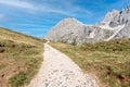 Deserted mountaintop path in the European Alps on a sunny autumn day Royalty Free Stock Photo