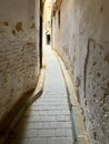 Deserted narrow passageway in medina, Fez, Morocco Royalty Free Stock Photo