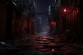 Deserted Night road alley. Generate Ai