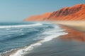 deserted ocean coast with sand dunes and fog Royalty Free Stock Photo
