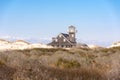 Deserted Oregon Inlet Life Saving Station amid sand dunes, Outer Banks, North Carolina.No People. Royalty Free Stock Photo