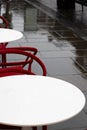 Deserted outdoors restaurant tables Royalty Free Stock Photo