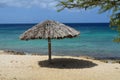 Deserted Palapas on a White Sand Beach in Aruba Royalty Free Stock Photo