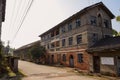 Deserted 1970s` brick buildings of former 630 factory