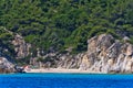 Deserted sandy beach on east coast of Sithonia