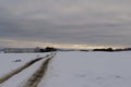 Deserted snowy road