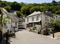 Deserted streets of Polperro Cornwall UK