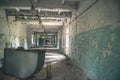 Deserted technical room in mess in Pripyat Royalty Free Stock Photo