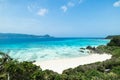 Deserted tropical island beach and clear blue water, southern Japan Royalty Free Stock Photo