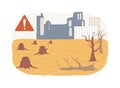 Desertification isolated concept vector illustration.