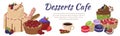 Deserts Cafe Lettering Banner Offer Sweet Snack