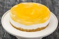 Desesrt cheesecake on butter dough with pineapple in jelly Royalty Free Stock Photo