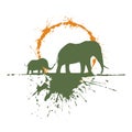 Desgn of mother elephant with her son Royalty Free Stock Photo