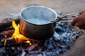 Desi chai tea making in village of india.