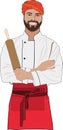 desi chef cartoon logo , mascot logo, desi chef character