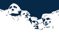 Mount rushmore silhouette in blue color.Abraham Lincoln, George Washington, Thomas Jefferson, Theodore Roosevelt