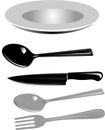 Set of black and gray kitchen utensils depicted in a minimalistic design Royalty Free Stock Photo