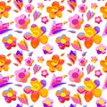 Design of abstract colorful flowers. Flowering meadow print. Seamless pattern. Floral background for textile, fabric, wallpapers,